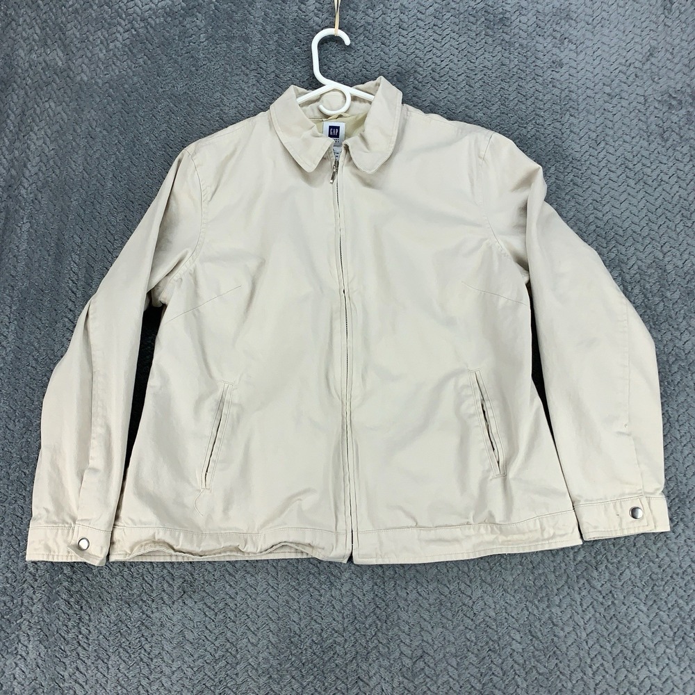 Vintage Gap Jacket Women's XL Tan Ivory Full Zip Factory Store Long Sleeve